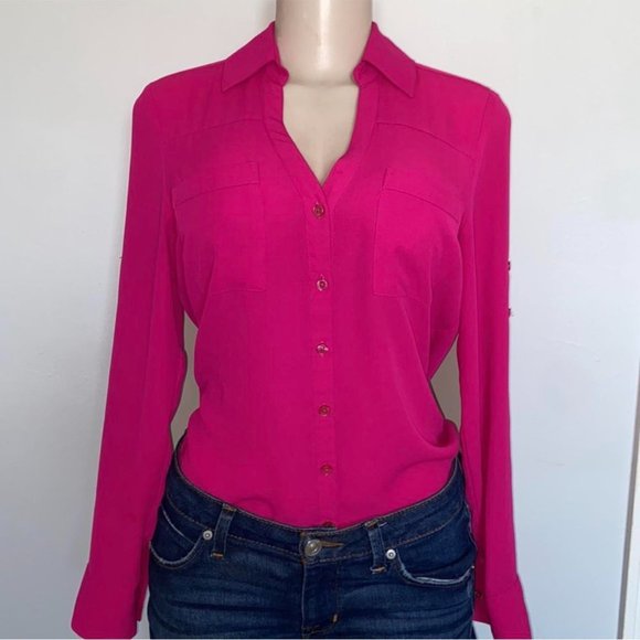 EUC Express Portofino Shirt in gorgeous fuchsia color, Size Small - Picture 1 of 5